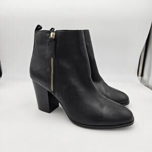 Aldo Noemieflex Black Leather Ankle Boots Women’s 11 Block Heel Zip